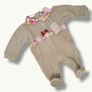 Nazareno Gabrielli Baby Tutina Neonata In Tessuto Mano Lana Con Applicazioni Art. Ng2215-31
