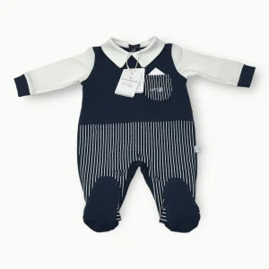 Nazareno Gabrielli - Tutina Baby Maschietto In Caldo Cotone Con Applicazioni E Ricamo Art. Ng2112-205