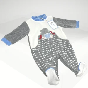 Nazareno Gabrielli Tutina Ciniglia Ricamata Maschietto Cielo Grigio Art. Ng620/8