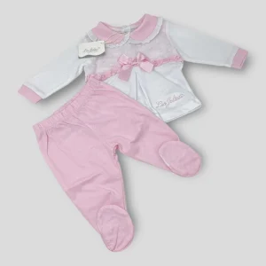 Les Jolies Completo 2 Peezzi Clinico Femminuccia In Puro Cotone Ricamato  Art. Lj228-103