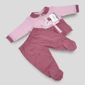 Les Jolies Completo 2 Pezzi Clinico Femminuccia In Puro Cotone Ricamato Art. Lj228-66