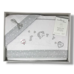 Nazareno Gabrielli Completo Lenzuola In Flanella 100%cotone Per Carrozzina 90x120 Ricamata Art. Ng270-4