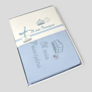 Nazareno Gabrielli Completo Letto Copertina + Lenzuola + Sotto + Federa Per Culla Ricamato  Art. Ng558