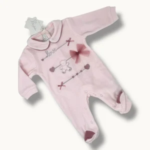 Les Jolies Tutina Femminuccia Ricamata In Ciniglia Di Cotone  Art. Lj244-14