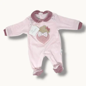 Les Jolies Tutina Femminuccia In Ciniglia Di Cotone Con Ricami E Applicazioni Art. Lj244-15