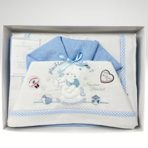 Nazareno Gabrielli Completo Lenzuola In Flanella 100%cotone Per Lettino 120x180 Ricamata Art. Ng360-28