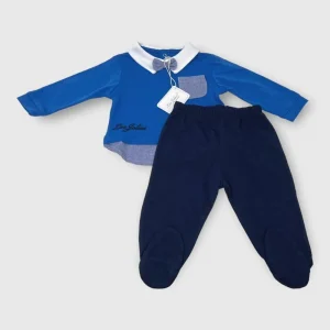 Les Jolies Completo 2 Pezzi Clinico Maschietto In Puro Cotone Ricamato  Art. Lj328-200