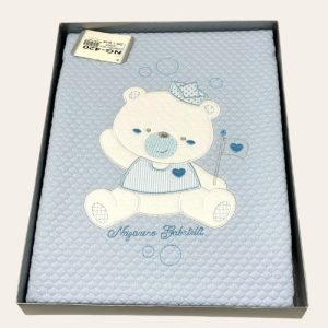 Nazareno Gabrielli Ng420 Disegno Bear Copertina Carrozzina 100%cotone Ricamata  Art. Ng420-1