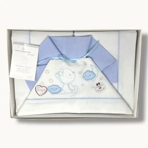 -nazareno Gabrielli-  Completo Lenzuola 3 Pezzi Lettino Ricamata 120x180 Art. Ng101-42