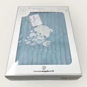 Nazareno Gabrielli Piumoncino Culla In Pile -ricamo Orsetto- 75x100  Art. Ng4744-4