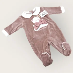 Nazareno Gabrielli Tutina Femminuccia Ciniglia In Cotone Con Ricamo Ed Applicazioni  Art. Ng2210-416