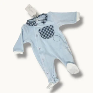 Les Jolies Tutina Maschietto Ricamata In Ciniglia Di Cotone  Art. Lj344-5