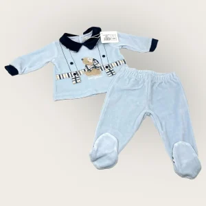 Les Jolies Completo 2 Pezzi Clinico In Ciniglia Di Cotone Con Ricamo Art. Lj334-113