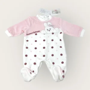 Nazareno Gabrielli Tutina Baby In Femminuccia Morbida Ciniglia -di Cotone- Ricamata  Art. Ng630-41