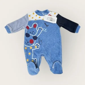 Nazareno Gabrielli Tutina Baby Maschietto In Morbida Ciniglia -di Cotone- Ricamata  Art. Ng620-22