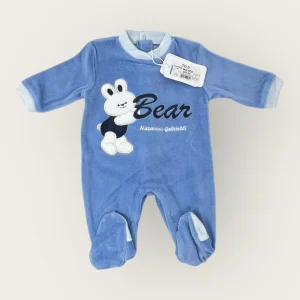 Nazareno Gabrielli Tutina Baby Maschietto In Morbida Ciniglia -di Cotone- Ricamata  Art. Ng620-23