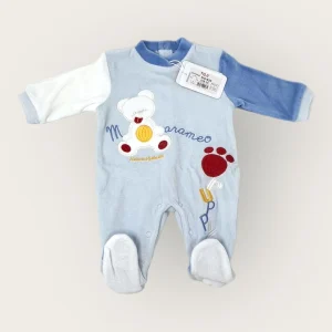 Nazareno Gabrielli Tutina Baby Maschietto In Morbida Ciniglia -di Cotone- Ricamata  Art. Ng620-24