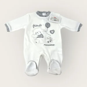 Nazareno Gabrielli Tutina Baby In Morbida Ciniglia -di Cotone- Ricamata  Art. Ng625-1