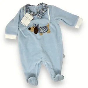 Nazareno Gabrielli - Tutina Neonato Di Ciniglia In Cotone Con Applicazioni  Art. Ng2110-23