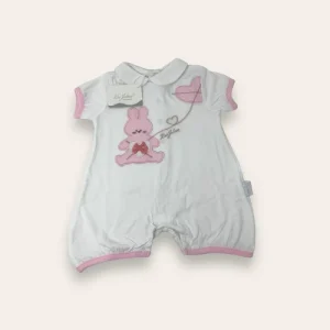 Les Jolies Estate Baby Tutina Corta In Puro Cotone Con Applicazioni E Ricami  Art. Lj238-43