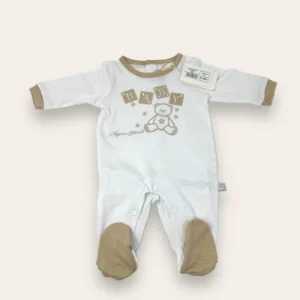 Nazareno Gabrielli Neonato Tutina Jersey In Puro Cotone Con Applicazioni E Ricami  Art. Ng3310-2