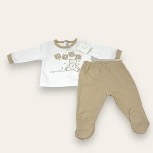 Nazareno Gabrielli Neonato Completo Clinico 2 Pezzi In Puro Cotone Con Applicazioni E Ricami Art.ng3320-2