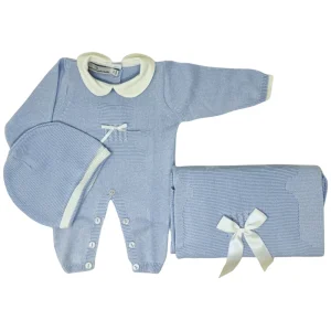 Nazareno Gabrielli - Set Nascita 3 Pezzi (copertina+tutina+cappellino) In Filo Di Puro Cotone  Art. Ng3485-2