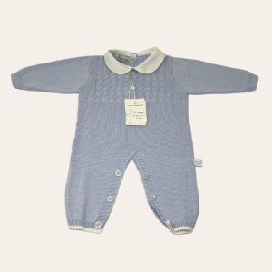 Nazareno Gabrielli Tutina Neonato-neonata In Filo Di Puro Cotone Smacchinato  Art. Ng2027-1