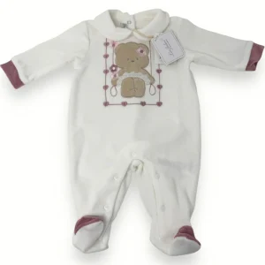 Les Jolies - Tutina Neonata Di Ciniglia In Cotone Con Ricamo Ed Applicazioni  Art. Lj244-38