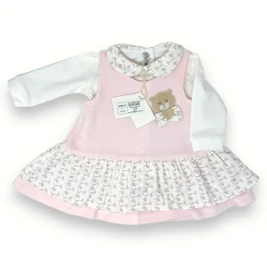 Les Jolies - Vestitino Neonata Di Ciniglia Cotone Con Ricamo Ed Applicazioni  Art. Lj235-37