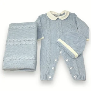 Nazareno Gabrielli - Set Nascita 3 Pezzi (copertina+tutina+cappellino) Mano Lana  Art. Ng3488-3