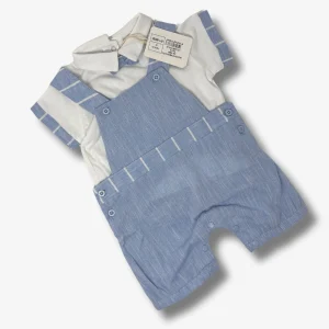 Nazareno Gabrielli - Salopette 2 Pezzi Baby Corta In Puro Cotone Art. Ng3660-72