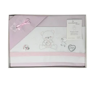 -nazareno Gabrielli-  Completo Lenzuola 3 Pezzi Carrozzina Ricamata 90x120  Art. Ng91-46