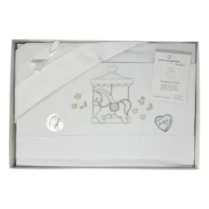 -nazareno Gabrielli-  Completo Lenzuola 3 Pezzi Carrozzina Ricamata 90x120  Art. Ng91-48