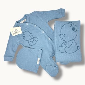 Nazareno Gabrielli - Set Nascita 3 Pezzi ( Copertina + Tutina + Cappellino) In Puro Cotone Art. Ng3481-1