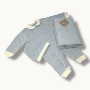 Nazareno Gabrielli  Set Nascita 3 Pezzi (copertina+tutina+cappellino) Mano Lana  Art. Ng3488-6