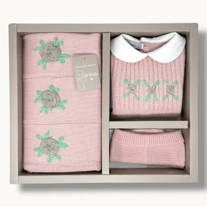Nazareno Gabrielli Set Nascita 3 Pezzi (copertina+tutina+cappellino) Mano Lana Art. Ng3488-7