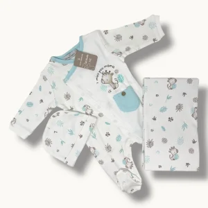 Nazareno Gabrielli Set Nascita 3 Pezzi (copertina+tutina+cappellino) In 100% Cotone Art. Ng3492-1