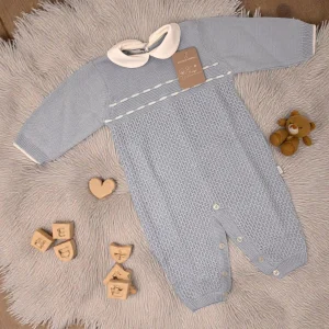 Nazareno Gabrielli Tutina Neonato-neonata In Filo Di Puro Cotone Disegno Rombi Art. Ng2027-11