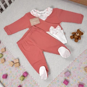 -nazareno Gabrielli Baby- Completo Clinico 2pezzi Femminuccia Con Applicazioni 100% Cotone Art. Ng3520-26