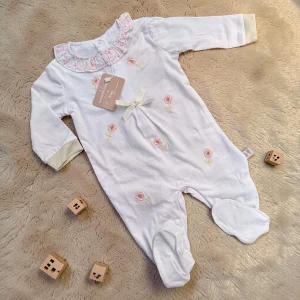 Nazareno Gabrielli Baby Tutina In Jersey Femminuccia Con Ricami 100% Cotone Art. Ng3510-27