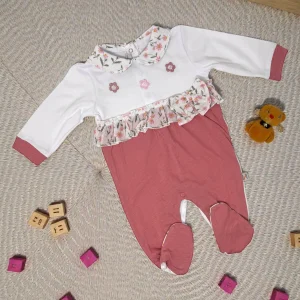 Nazareno Gabrielli Baby Tutina In Jersey Femminuccia Con Applicazioni 100% Cotone Art. Ng3510-33