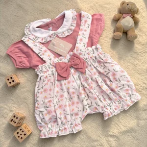 Ng3540-33 Nazareno Gabrielli Baby Completo 2 Pezzi Corto Femminuccia In Jersey 100% Cotone Art. Ng3540-33