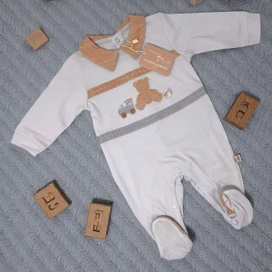 Nazareno Gabrielli Tutina Baby Maschietto Con Applicazioni In Puro Cotone Art. Ng3610-41