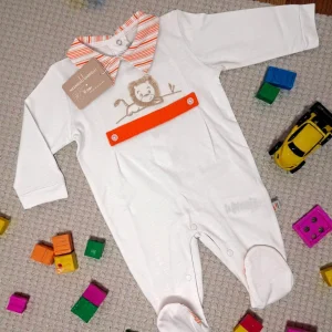 Nazareno Gabrielli Tutina Baby Maschietto Con Applicazioni E Ricamo In Puro Cotone Art. Ng3610-49