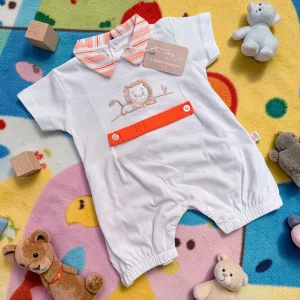 Nazareno Gabrielli Baby Pagliaccetto Maschietto Con Ricamo In Jersey 100% Cotone Art. Ng3630-49