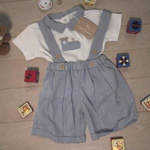 Nazareno Gabrielli Baby Completo 2 Pezzi Corto Maschietto In Puro Cotone Art. Ng3650-41