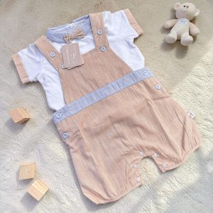 Nazareno Gabrielli - Salopette 2 Pezzi Baby Maschietto Corta In Jersey 100% Cotone Art. Ng3660-44