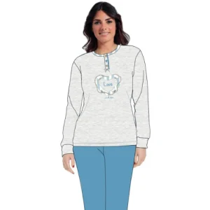 Irge - Pigiama Donna Cotone Lungo Calibrato In Jersey Puro Cotone Ricamato  Art. Cdml178