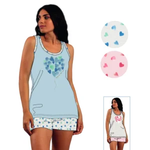 Irge -  Pigiama Donna Misura Calibrato Spalla Larga Corto In Puro Cotone Con Stampa  Art. Cdmc183